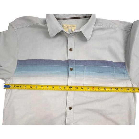 The Territory Ahead SS Shirt 100% Cotton Blue Ombre Stripe Heavyweight Outdoor L - Picture 9 of 14